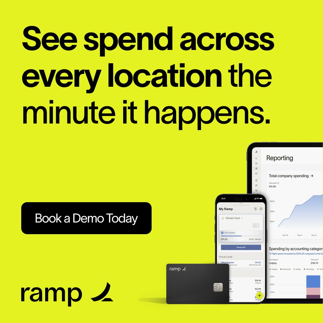 Ramp Accounting Agent ad on light blue gradient background. Testimonial from Neusha Sayadian, CFO at Valence about trusting 98% of transactions to auto-sync. Shows 57 transactions synced to QuickBooks notification with Sweetgreen $36 expense card.