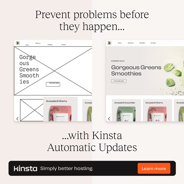 Kinsta ad on a warm gradient background displaying a G2 Best Software badge for #1 Best Web Hosting 2026, with the text "Voted #1 in Best Hosting Products on G2"
