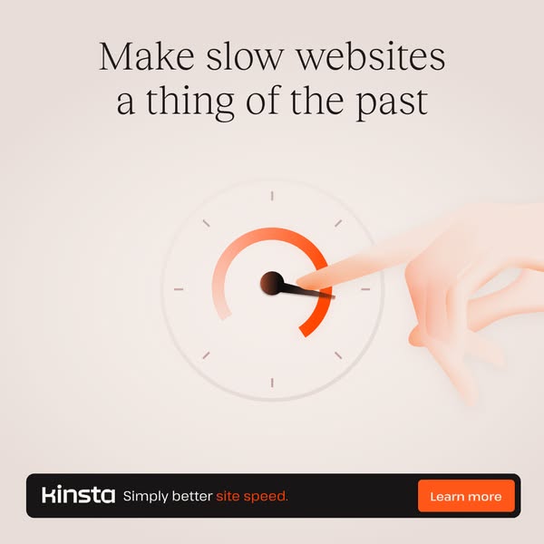 Kinsta ad on a light background with the headline "Page load times," featuring a line chart that shows a dramatic drop in load times after the "Switch to Kinsta" point on day 5
