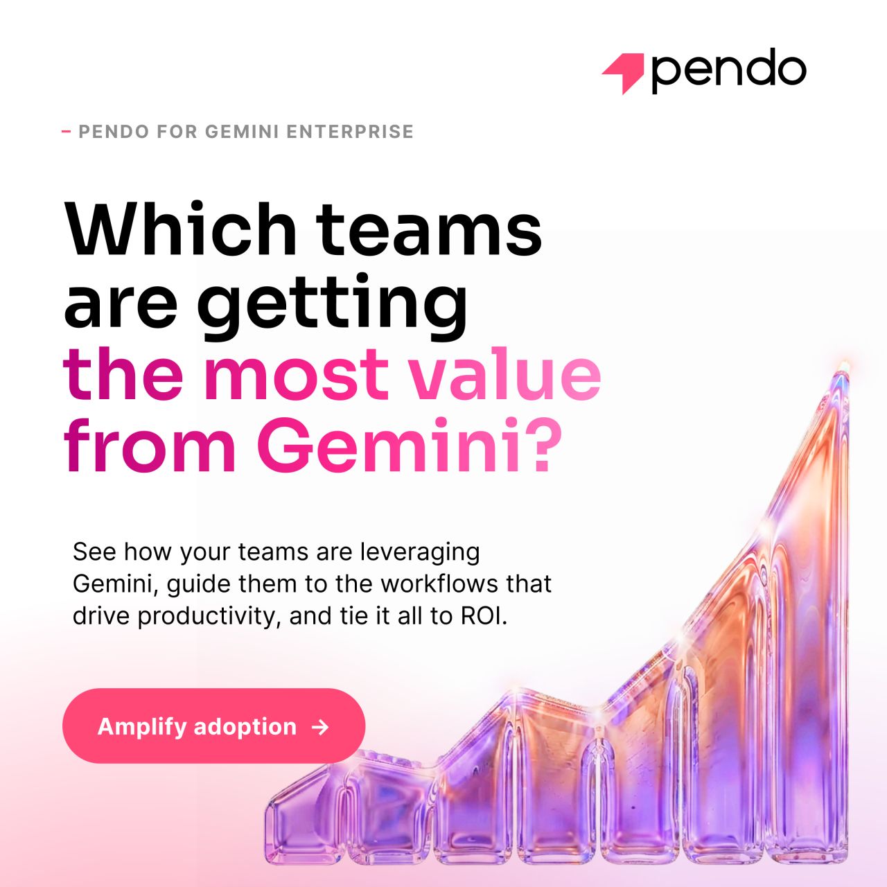Pendo ad on a light grey background with the headline "Your agent is failing users. You just can't see it yet," with "can't see it yet" in pink. Below is a Detected issues panel showing 9 detected issues in a table with columns for Issue, Instances, and Severity: Incomplete or inaccurate answer (49, Critical), Abandoned without resolution (28, Critical), Failed action (25, Critical), and Unclear guidance (17, Major).