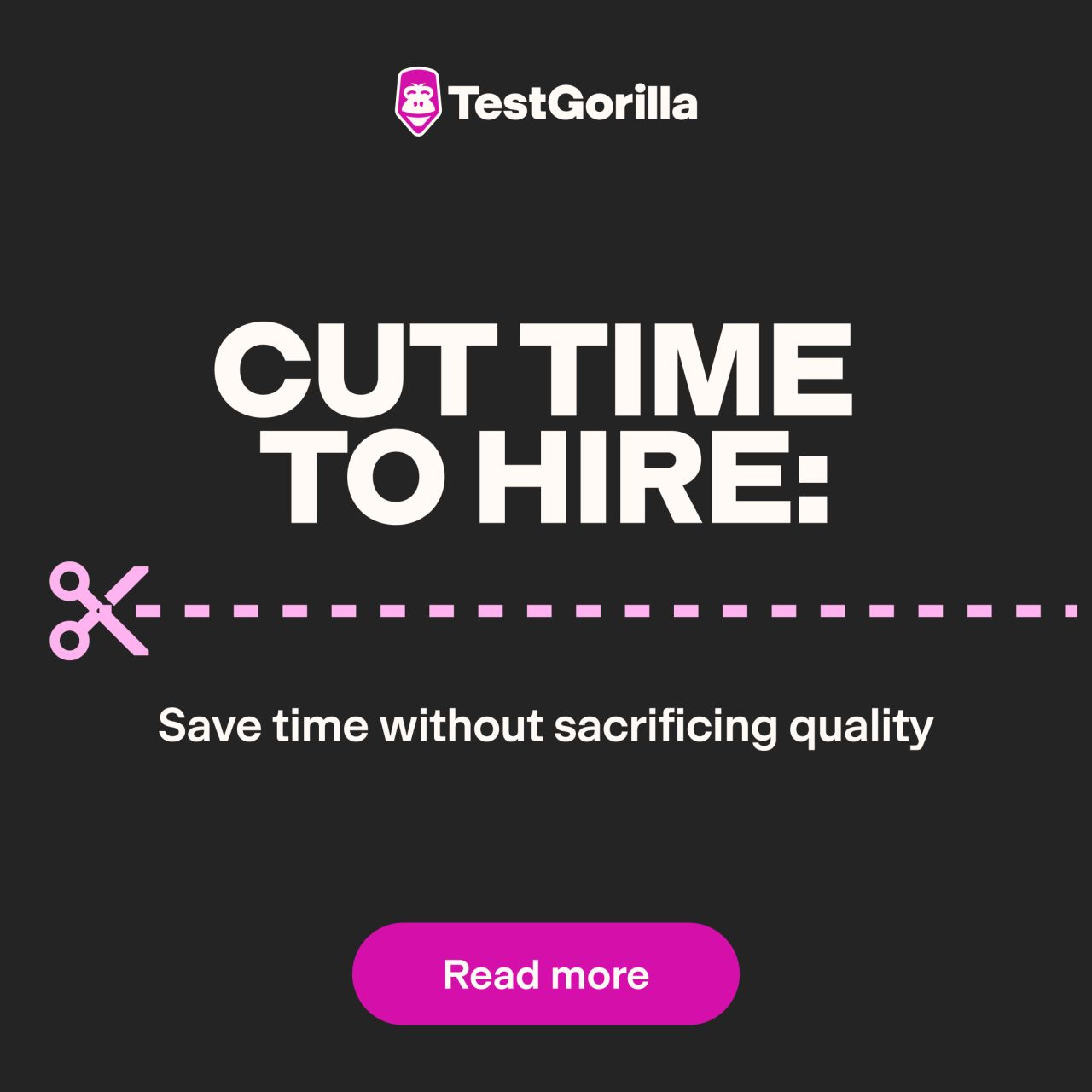 TestGorilla ad showing a vintage TV with static as a visual metaphor for outdated media, with the headline "Media has advanced. Luckily hiring has too." and a "Book a demo" CTA